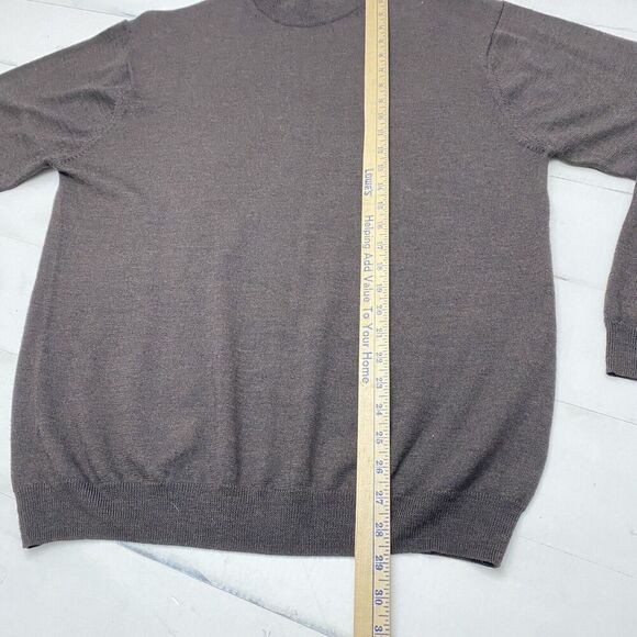 Pronto Uomo Men's Brown Sweater Size Large 100% Merino Wool Long Sleeve - Picture 7 of 11